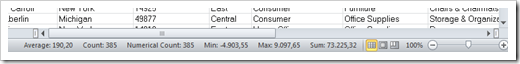 Microsoft Excel Status Bar