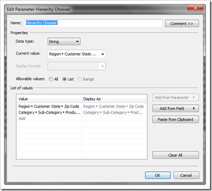 Parameter hierarchy chooser - click to enlarge