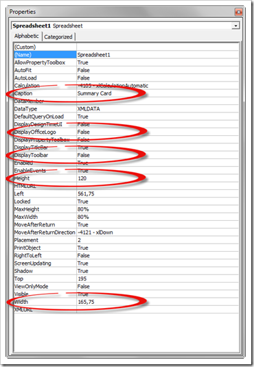 Spreadsheet Properties - click to enlarge