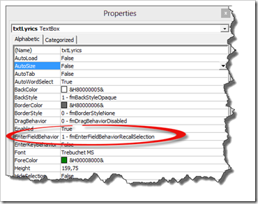 Textbox properties - click to enlarge