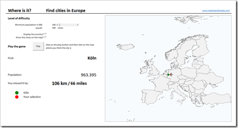 Geography Quiz in Excel