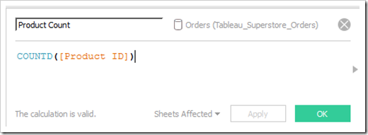 Calculated Field Product Count