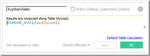 Calculated Field Average Yearly Sales 1