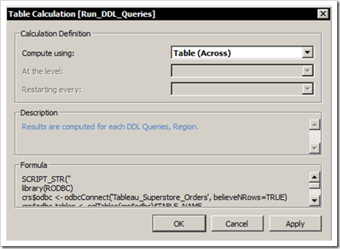 DLL Queries Table Calculation