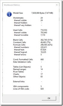 Microsoft Excel Workbook Metrics Example 3 - click to enlarge