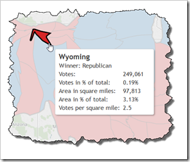 Wyoming on a Cartogram of the US Presidential Elections 2012