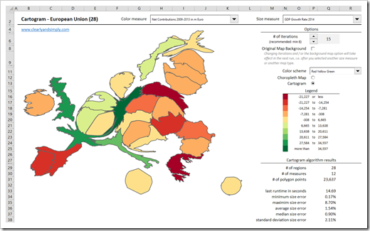 Cartograms in Excel European Union - click to enlarge