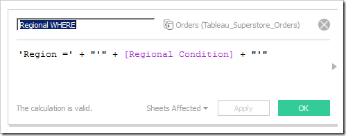 Calcualted Field Regional WHERE