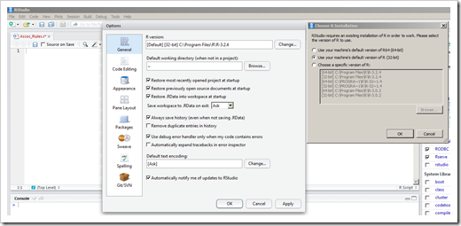 Appendix RStudio Options