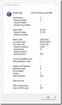 Microsoft Excel Workbook Metrics Example 2 - click to enlarge