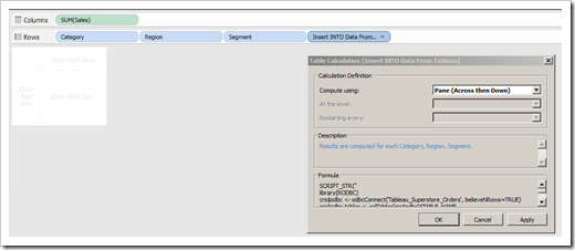 Tableau View and Table Calculation 1