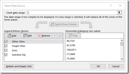 Geographical Flow Maps in Excel - Data Series