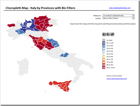 Map of Italy by Provinces with Filter