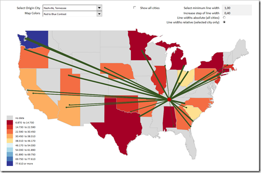 Flow and Choropleth Map in Excel