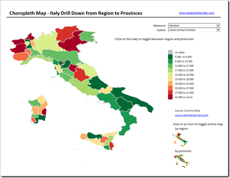 Map of Italy with Drill Down Option