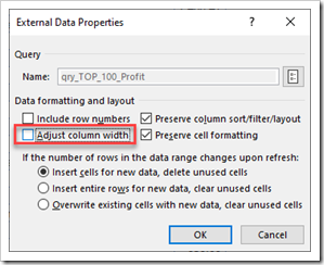 Uncheck Adjust Column Width